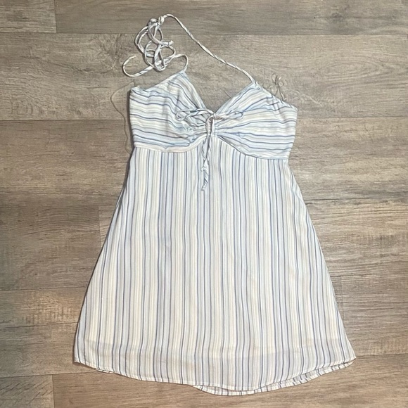 NWT A.E. American Eagle Halter Cabana Striped Sundress Mini Length Beach Fall - Picture 1 of 4